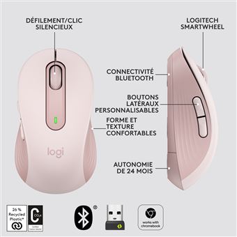 Souris sans fil Logitech Signature M650 Rose