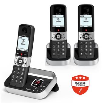 Téléphone Fixe Alcatel XL595 Senior - 3 Combinés - Répondeur 14min - Blocage Appels - Noir