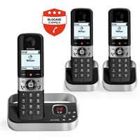 Panasonic Téléphone Sans Fil Trio DECT Avec Répondeur – Noir/Argent – Modèle KX-TG6823FRB