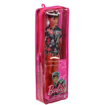 Triste Ken Et Barbie Assis Sur Un Banc Vêtements Roses Fond Rose