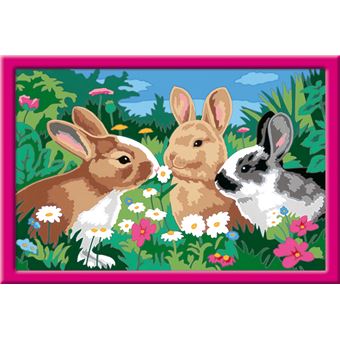 Kit de peinture Ravensburger Numéro d'Art grand format Lapins dans le pré