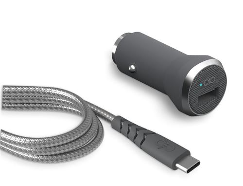 Kit Force Power Chargeur voiture rapide et Câble renforcé USB vers USB C 1.2 m