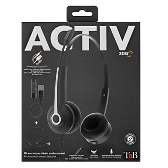 Micro-casque Stéreo filaire T'n'b Activ 200S Noir