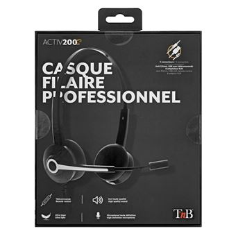 Micro-casque Stéreo filaire T'n'b Activ 200S Noir