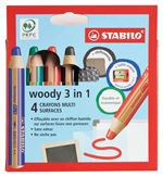 Etui 4 crayons Stabilo Woody avec taille crayon et chiffonnette