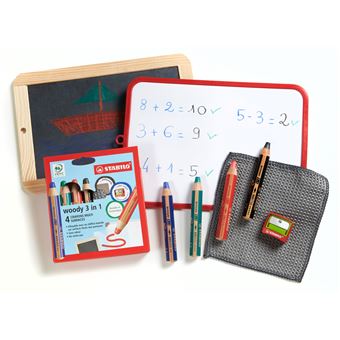 Etui 4 crayons Stabilo Woody avec taille crayon et chiffonnette