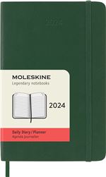 Agenda civil journalier Moleskine 2024 12 mois Format de Poche Couverture Souple Vert