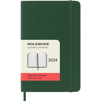 Agenda civil journalier Moleskine 2024 12 mois Format de Poche Couverture Souple Vert