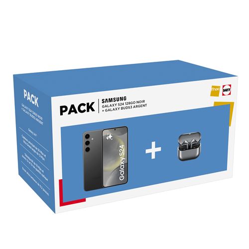 Pack Smartphone Samsung Galaxy S24 6,2 5G Nano SIM 128 Go Noir + Buds3 Noir