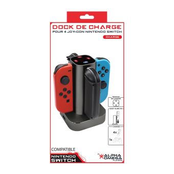 Base de charge Alpha Omega Players pour 4 Joy-Con Nintendo Switch Noir