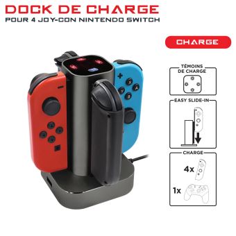 Base de charge Alpha Omega Players pour 4 Joy-Con Nintendo Switch Noir