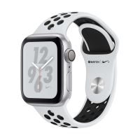 Apple Watch Series 4 Nike+ 40 mm Kast van zilverkleurig aluminium, met platina/zwart sportbandje van Nike