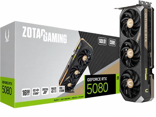 ZOTAC NVIDIA GeForce RTX 5080 SOLID CORE 16GB Blackwell Graphics Card