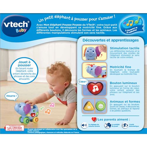 Jouet D Eveil Vtech Baby Mon Elephant Pousse Pousse Jouet A Manipuler Achat Prix Fnac