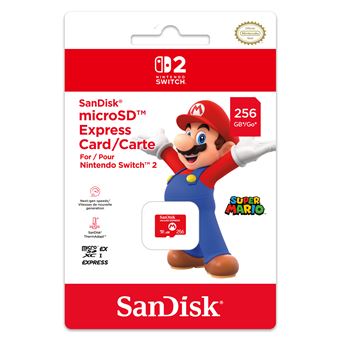 Carte mémoire micro SD express Nintendo Sandisk 256 Go Rouge - 1