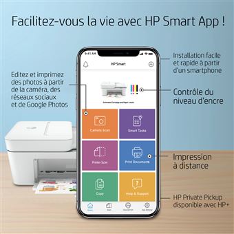 Imprimante multifonction Tout-en-un HP DeskJet 4122e Blanc Reconditionné