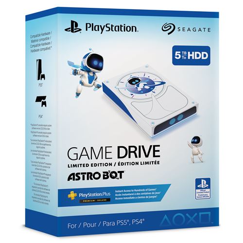 Disque dur externe Seagate 5 To Astro Bot Edition limitée Blanc pour PS4 et PS5
