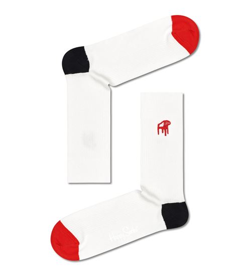 Chaussettes hautes et mi-bas Happy Socks Ribbed Embroidery Chair Taille 36-40