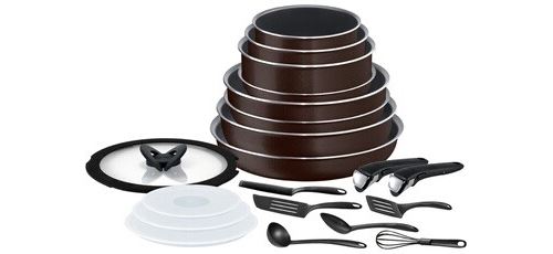 Set de cuisine Tefal Ingenio Essential 20 pièces Noir café pailleté batterie de cuisine