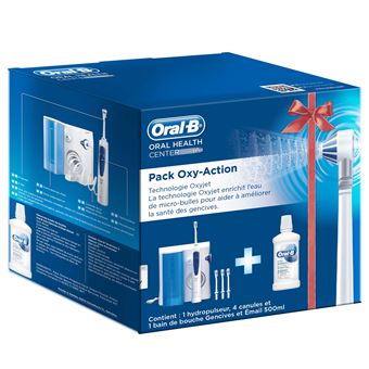 Hydropulseur Oral B Pack Oxy-Action Blanc et Bleu