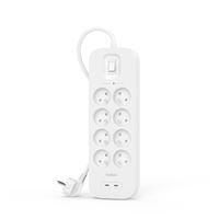 Multiprise parafoudre Belkin SurgePlus 8 prises avec 2 ports USB-C Blanc