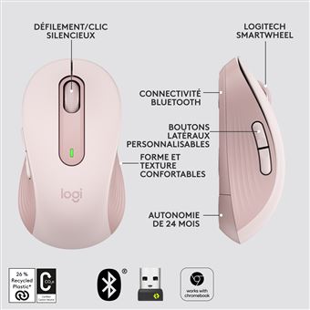 Souris sans fil Logitech Signature M650 L Rose