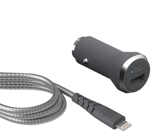 FORCE POWER CAR CHARGER + REINFORCED CABLE LIGHTNING 1.2M