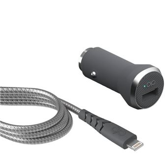 Kit Force Power Chargeur voiture rapide et Câble renforcé USB vers Lightning 1.2 m