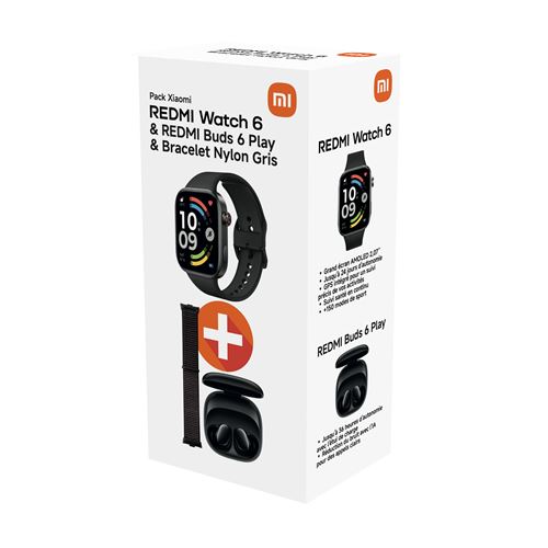 Pack Redmi Watch 6 + Ecouteurs sans fil Redmi Buds 6 Play Bluetooth + Bracelet Nylon - vue 2