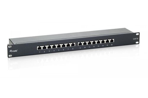equip - Tableau de connexions - CAT 6e - STP - noir - 1U - 19 - 16 ports