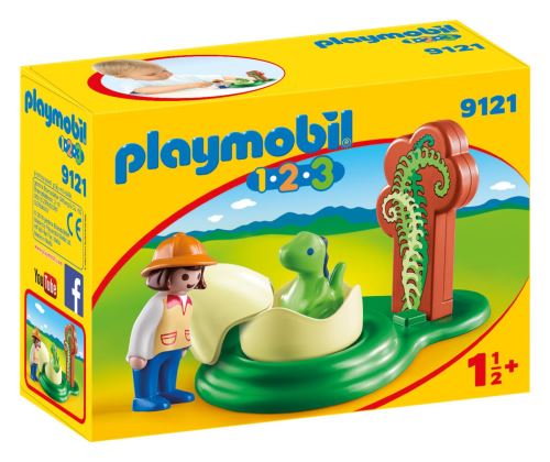 Playmobil 1.2.3 9121 Exploratrice et bébé dinosaure