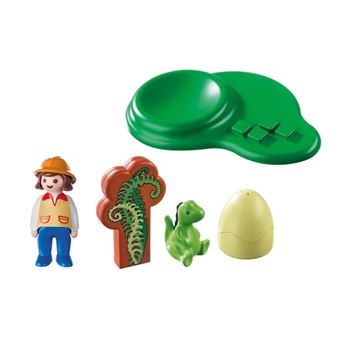 Playmobil 1 2 3 9121 Exploratrice Et Bebe Dinosaure Playmobil Achat Prix Fnac