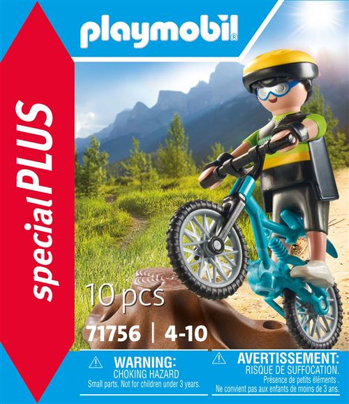 Playmobil Special Plus 71756 Cycliste avec VTT et Souche D'Arbre