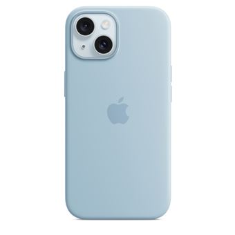 Coque en silicone avec MagSafe pour Apple iPhone 15 Bleu clair