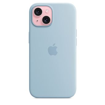 Coque en silicone avec MagSafe pour Apple iPhone 15 Bleu clair