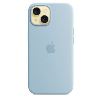 Coque en silicone avec MagSafe pour Apple iPhone 15 Bleu clair