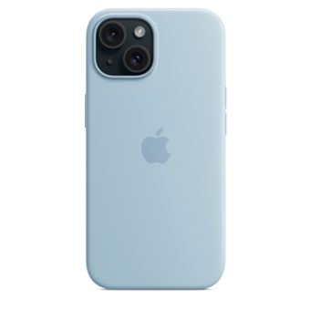 Coque en silicone avec MagSafe pour Apple iPhone 15 Bleu clair