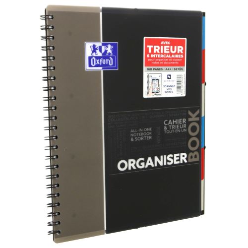 Stock Bureau - OXFORD Cahier trieur Spirale Organiserbook A4+ 160 pages  Ligné