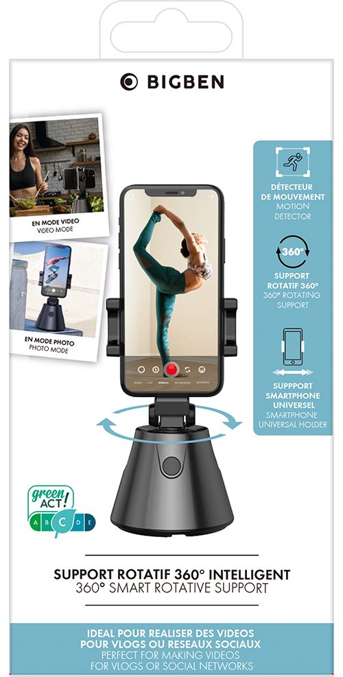 Support rotatif 360° BigBen Connected Noir pour Smartphone jusqu à 12,3 cm