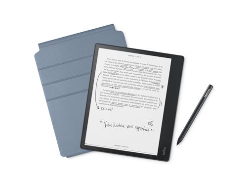 Pack Liseuse numérique Kobo by Fnac Elipsa 10.3 32 Go Noir + Etui de protection Kobo SleepCover Bleu + Stylet Kobo Noir