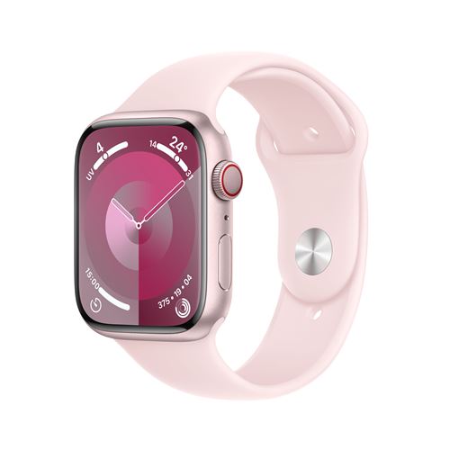 Apple Watch Series 9 GPS + Cellular Boîtier en Aluminium Rose de 45 mm avec Bracelet Sport Rose Pâle M/L