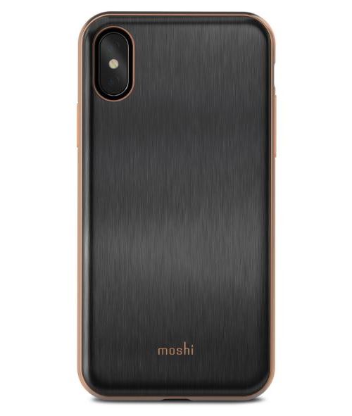 Coque rigide mince Moshi iGlaze Noir brossé pour iPhone XS et X