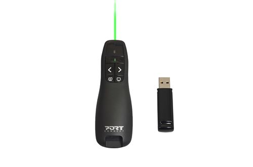 Télécommande de présentation sans fil Port Designs avec laser vert Noir