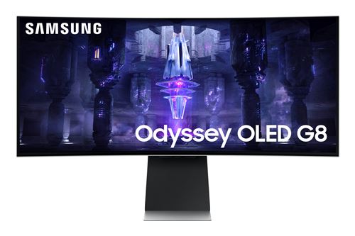 Samsung Odyssey OLED G8 S34BG850SU - OLED-beeldscherm - Smart - spelen - gebogen - 34" - 3440 x 1440 UWQHD @ 175 Hz - 250 cd/m² - 1000000:1 - DisplayHDR 400 True Black - 0.1 ms - Mini DisplayPort, Micro HDMI, USB-C - luidsprekers - zilver