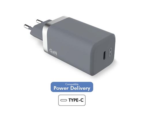 Chargeur secteur FORCE POWER 30W USB-C Made in France Gris