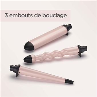 BaByliss - MS750E - Multistyler Curl and Wave Trio avec 3 embouts chauffants interchangeables torsade, conique et ovale pour changer de look au gre des envies
