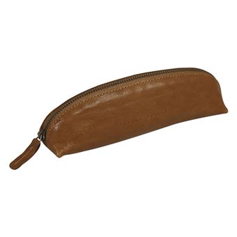 Trousse Clairefontaine Flying Spirit en cuir glacé Cognac