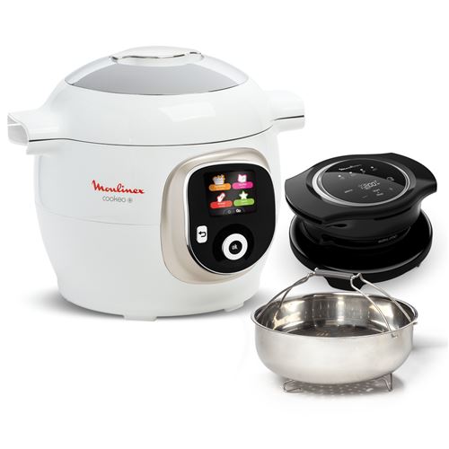Mijoteur Moulinex Multicuiseur Haute Pression Cookeo+ Avec Accessoire Air Fryer Extra Crisp Ce85Xaf0 Blanc
