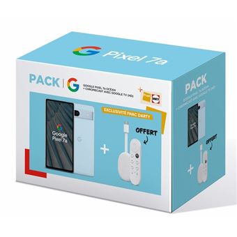 Pack Smartphone Google Pixel 7a 6.1" 5G Double SIM 128 Go Bleu Océan + Chromecast Google TV HD Blanc