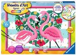 Peinture Ravensburger Numéro d'art Grands Flamants Roses Amoureux